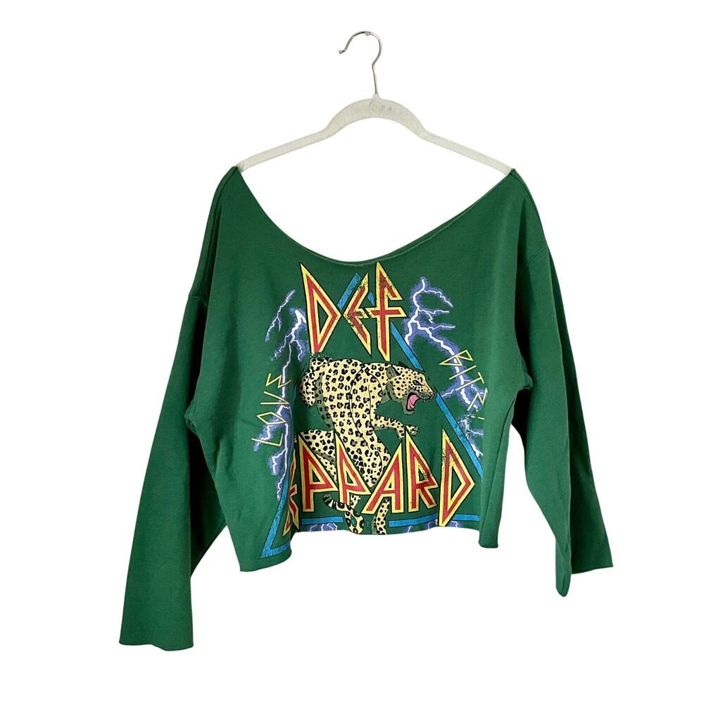 Women's Def Leppard Off-Shoulder Crop Top: 80s, 90s, Y2K